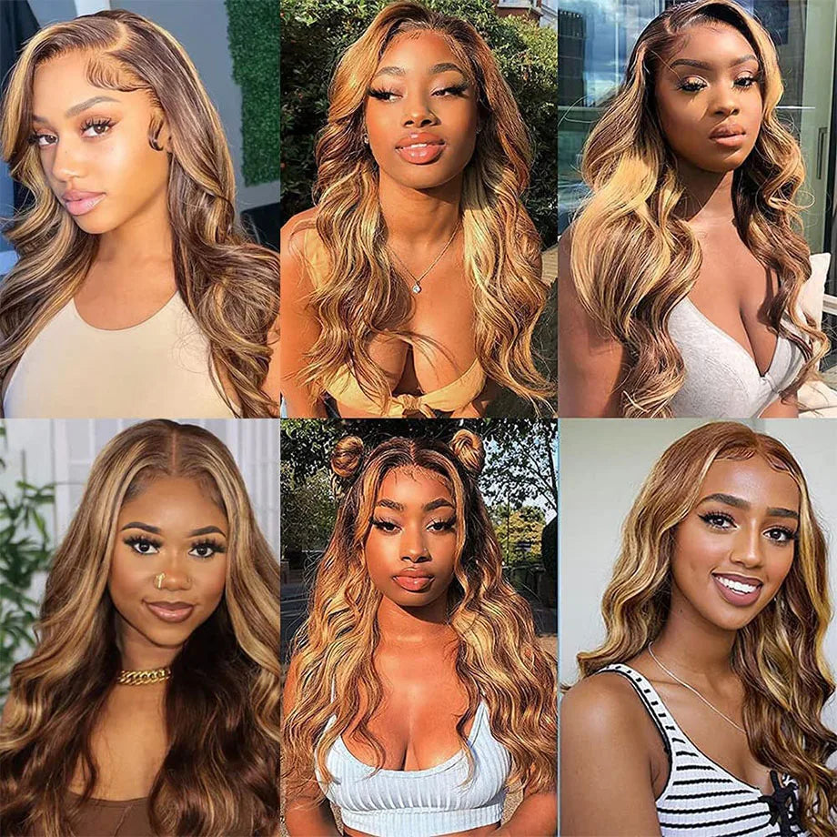 Highlight Wigs Human Hair Brazilian Body Wave Lace Front Wigs For Women 13x4 13x6 HD Lace Frontal Wig Transparent Loose Wave Wig