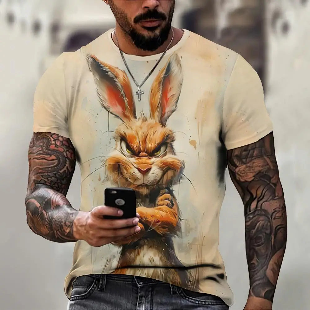 Angry Animal Graphic T-shirts For Men Fashion Big Size Funny 3D Printed Man's Tshirts Pullover Short Sleeve Men's Clothing Tops