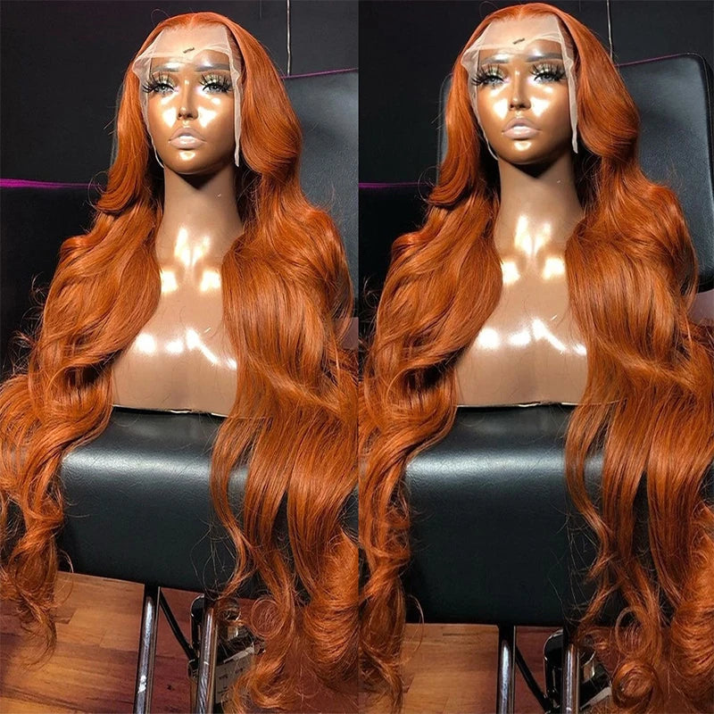 Ginger Orange 13x6 HD Lace Front Wigs Human Hair Body Wave 4×4 13x4 Human Hair Lace Frontal Wigs Transparent Lace Wig For Women