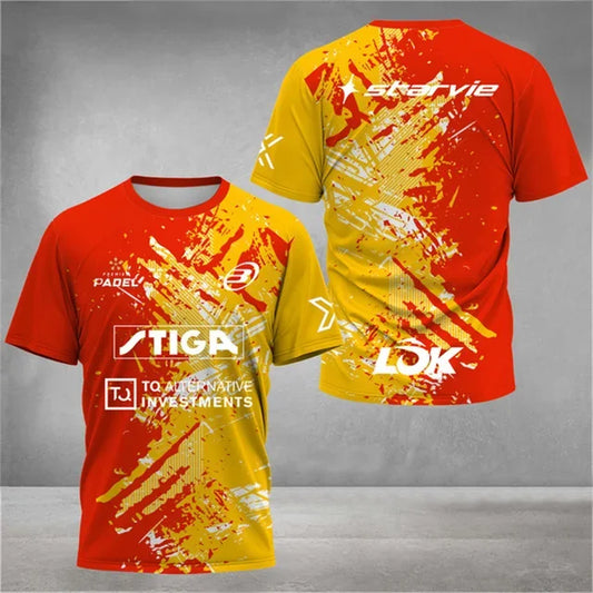 2024 Stylish Printed Padel Jersey Breathable Quick-Drying Tennis Short Sleeve T-Shirt Big Size Men's Sportswear Fitness Clothing