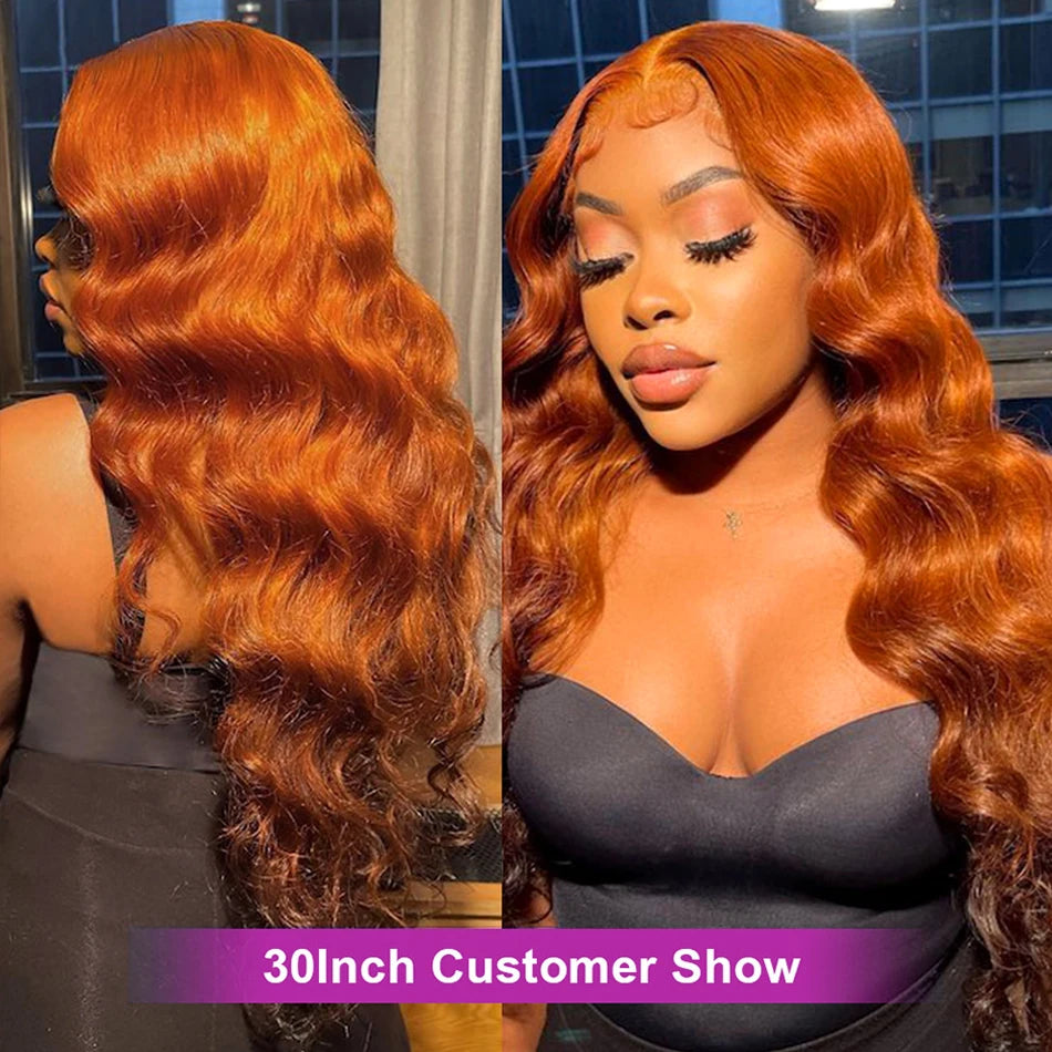 Ginger Orange 13x6 HD Lace Front Wigs Human Hair Body Wave 4×4 13x4 Human Hair Lace Frontal Wigs Transparent Lace Wig For Women