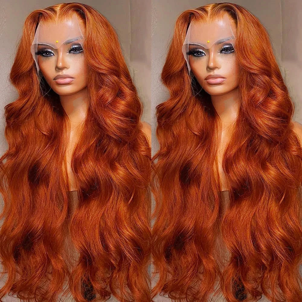 Ginger Orange 13x6 HD Lace Front Wigs Human Hair Body Wave 4×4 13x4 Human Hair Lace Frontal Wigs Transparent Lace Wig For Women