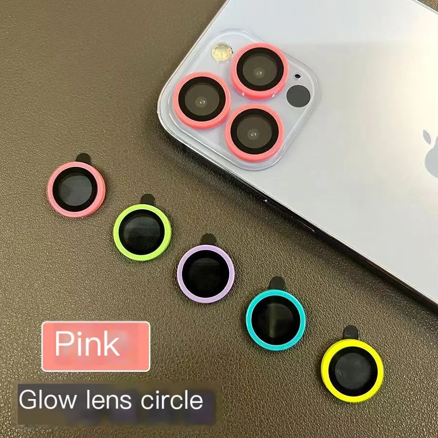 For iPhone 15 14 13 12 Pro Max 12 11 mini Luminous Camera Protector Ceramic Lens Ring Tempered Glass Back lens Cap Cover