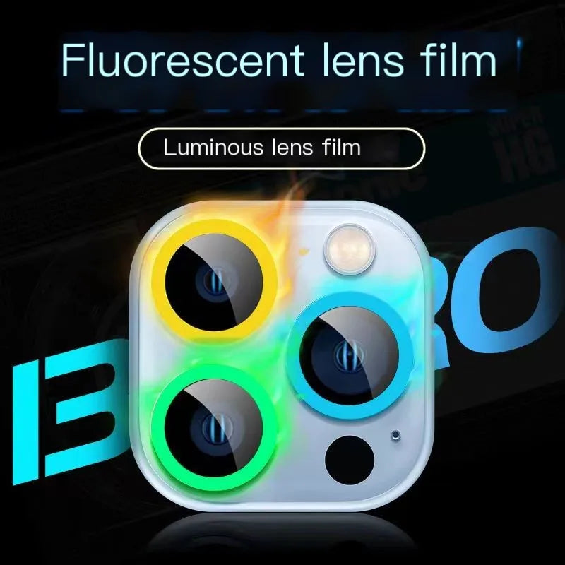 For iPhone 15 14 13 12 Pro Max 12 11 mini Luminous Camera Protector Ceramic Lens Ring Tempered Glass Back lens Cap Cover