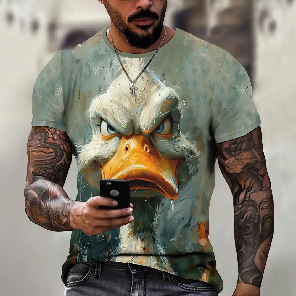 Angry Animal Graphic T-shirts For Men Fashion Big Size Funny 3D Printed Man's Tshirts Pullover Short Sleeve Men's Clothing Tops