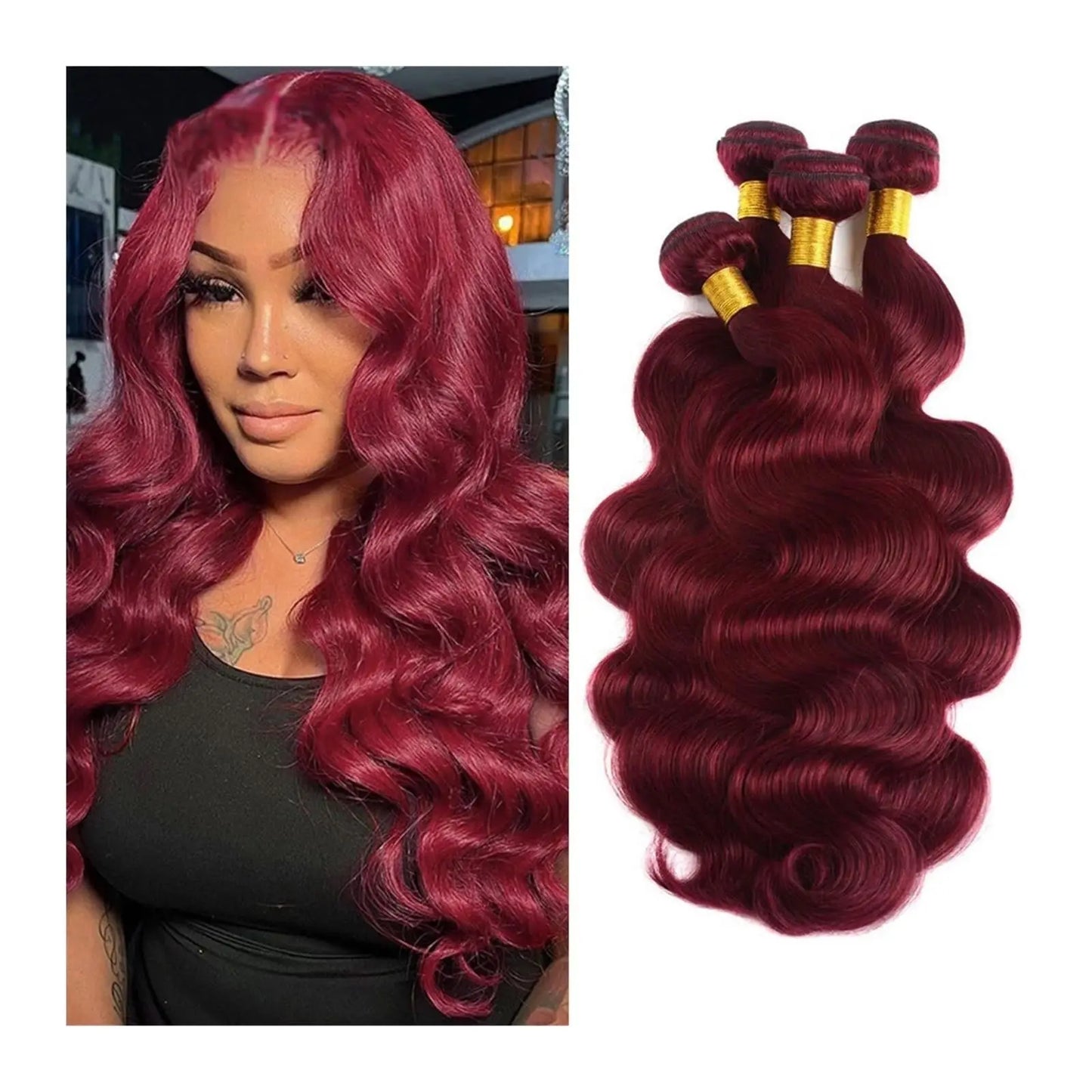 Human Hair Bundles Burgundy Body Wave Bundles Brazilian Red Color Human Hair Bundles #99j Bundle Hair Extensions Remy Weaving