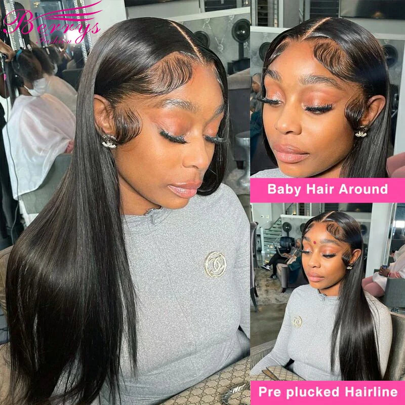 Berrys Fashion Hair Straight 13x6 HD Lace Front Human Hair Wigs Pre Plucked 5x5 Lace Closure Wig And 13x4 Lace Frontal Wig 250%