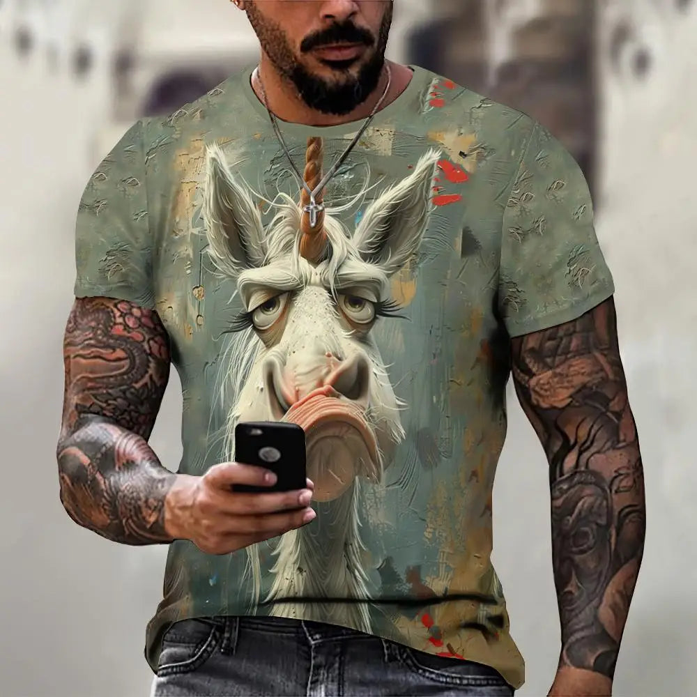 Angry Animal Graphic T-shirts For Men Fashion Big Size Funny 3D Printed Man's Tshirts Pullover Short Sleeve Men's Clothing Tops